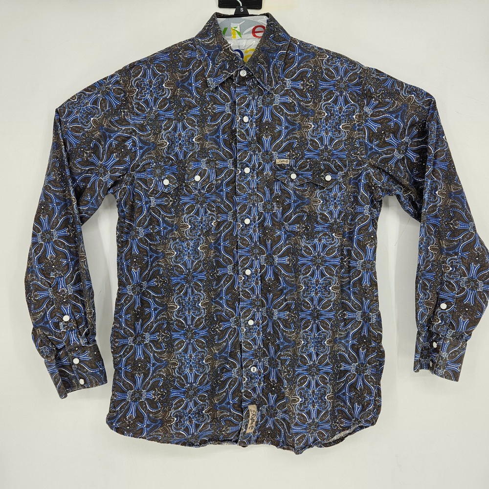 Rafter C Shirt Mens Medium Western Pearl Snap Cowboy‎ Rodeo Long Sleeve